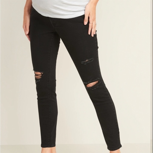 NWOT Old Navy ROCKSTAR Super Skinny Maternity Jeans Distressed Blackwell SZ 14 - Picture 5 of 6